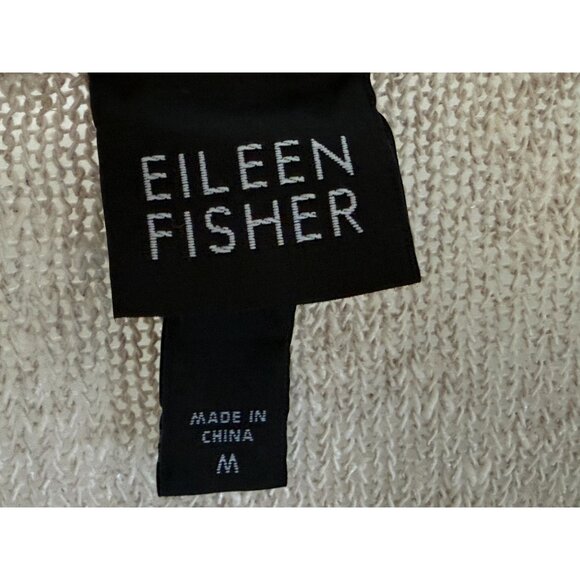 Eileen Fisher Linen Light Beige Knit Sweater Top With Long Sleeves & Scoop Neck - Picture 5 of 8